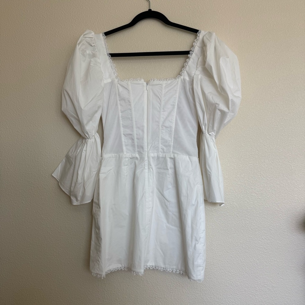 HOUSE OF CB 'Matilda' White Puff Sleeve Corset Dress NWOT Size S - Picture 5 of 9